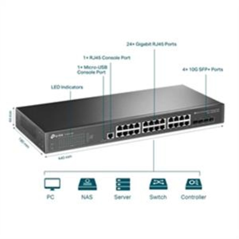 TP-Link TL-SG3428X Swt Jetstream 24Pt Gigabit L2+ Managed Switch W 4X10Ge Sfp+