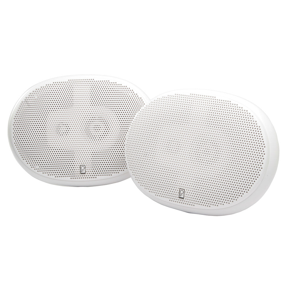 Poly-Planar Ma5950 6" X 9" Premium Oval Marine Speakers Pair White Image 1