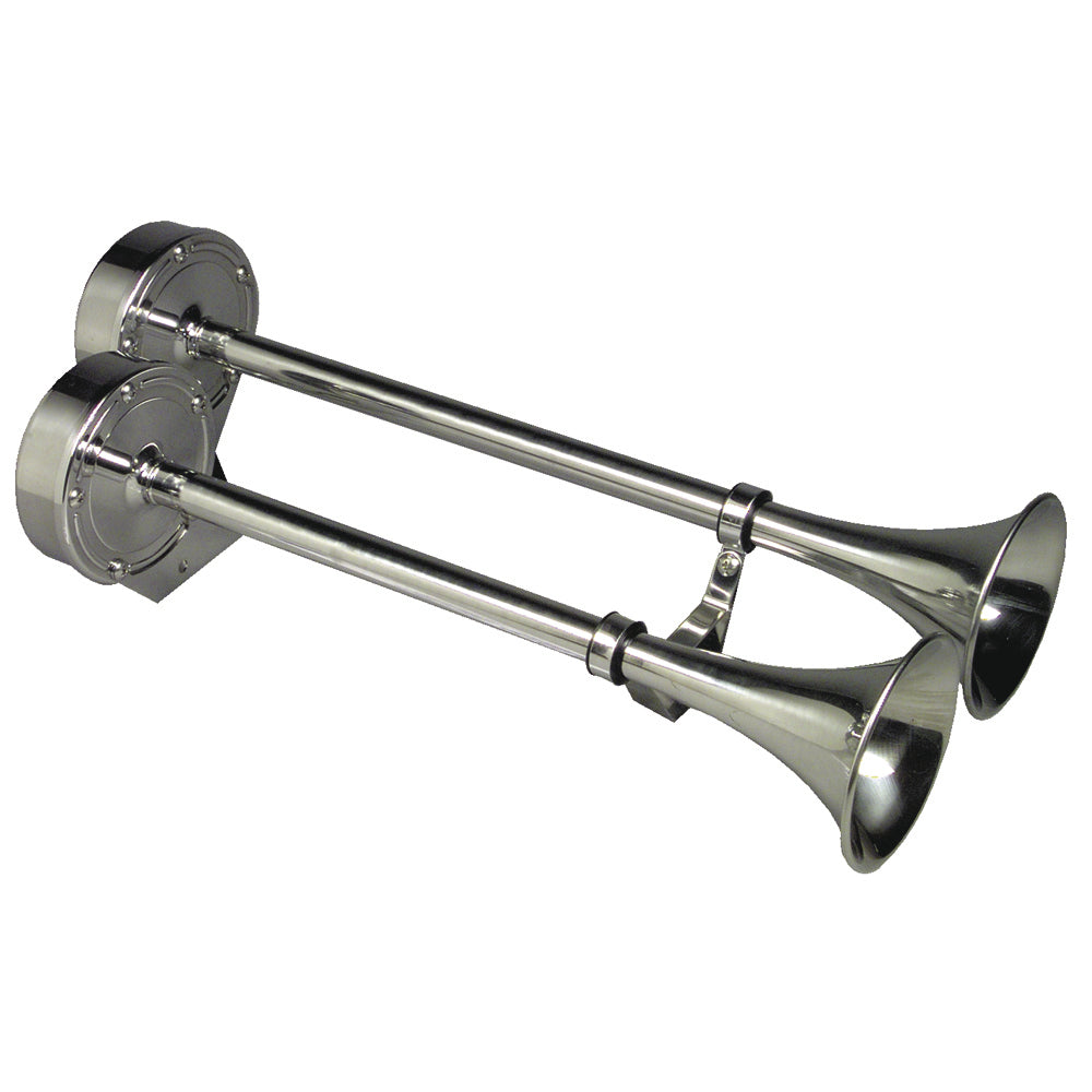 Schmitt And Ongaro Marine 12428 Deluxe All-Stainless Dual Trumpet Horn 24V Image 1