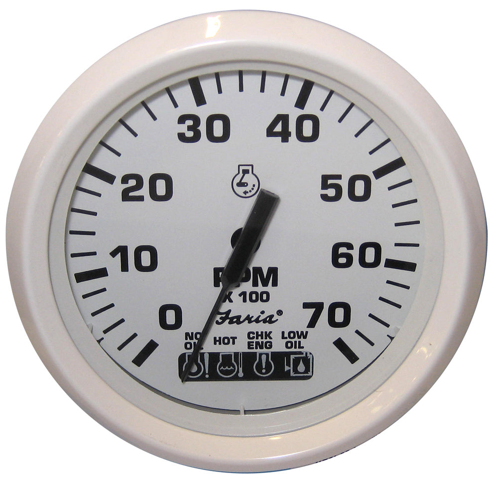 Faria Beede Instruments 33150 Dress White 4" Tachometer Systemcheck Indicator 7 Image 1