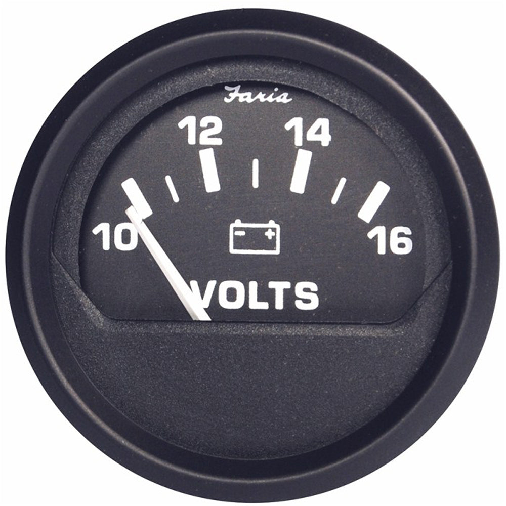 Faria Beede Instruments 12821 Euro Black 2" Voltmeter 10-16 Vdc Image 1