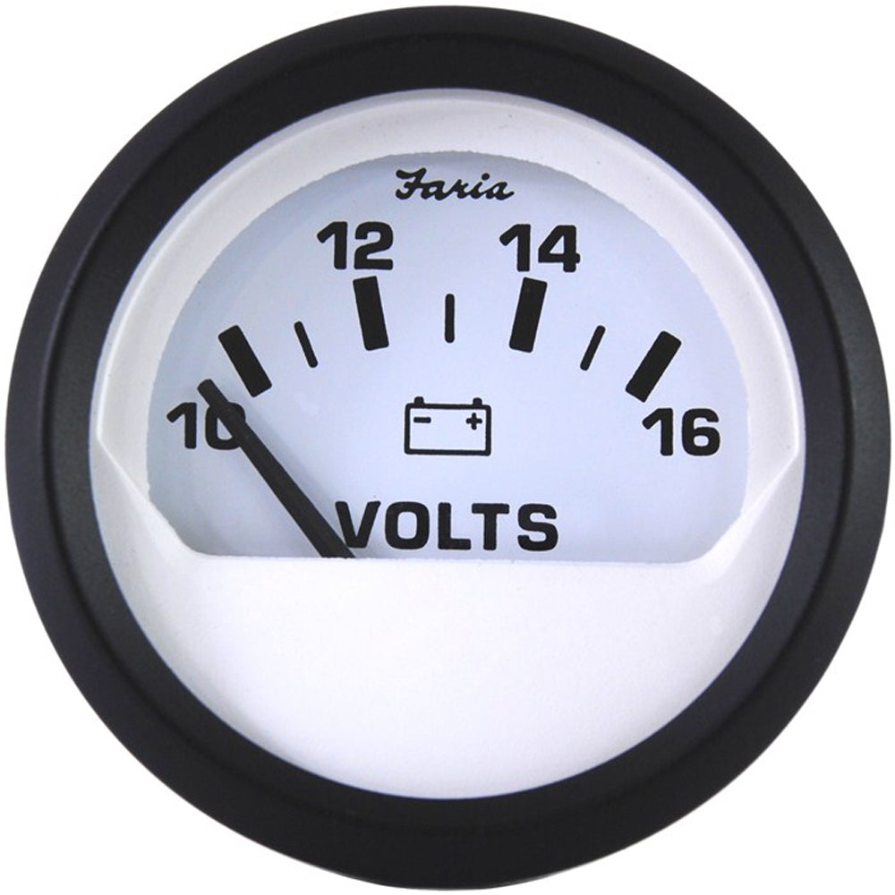 Faria Beede Instruments 12911 Euro White 2" Voltmeter 10-16 Vdc Image 1