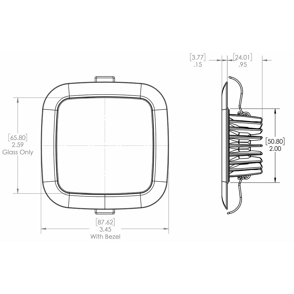 Lumitec 116197 Square Mirage Down Light RGBW Dimming Glass Housing