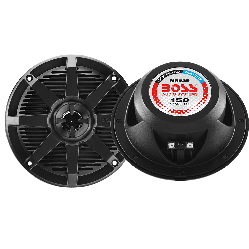 Boss Audio Mr52B 5.25" 2-Way 150W Marine Full Range Speaker Black Pair Image 1