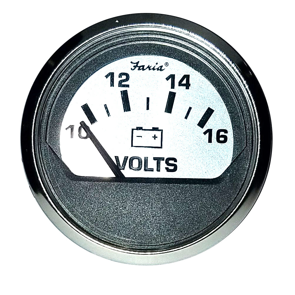 Faria Beede Instruments 16023 Spun Silver 2" Voltmeter 10-16 Vdc Image 1