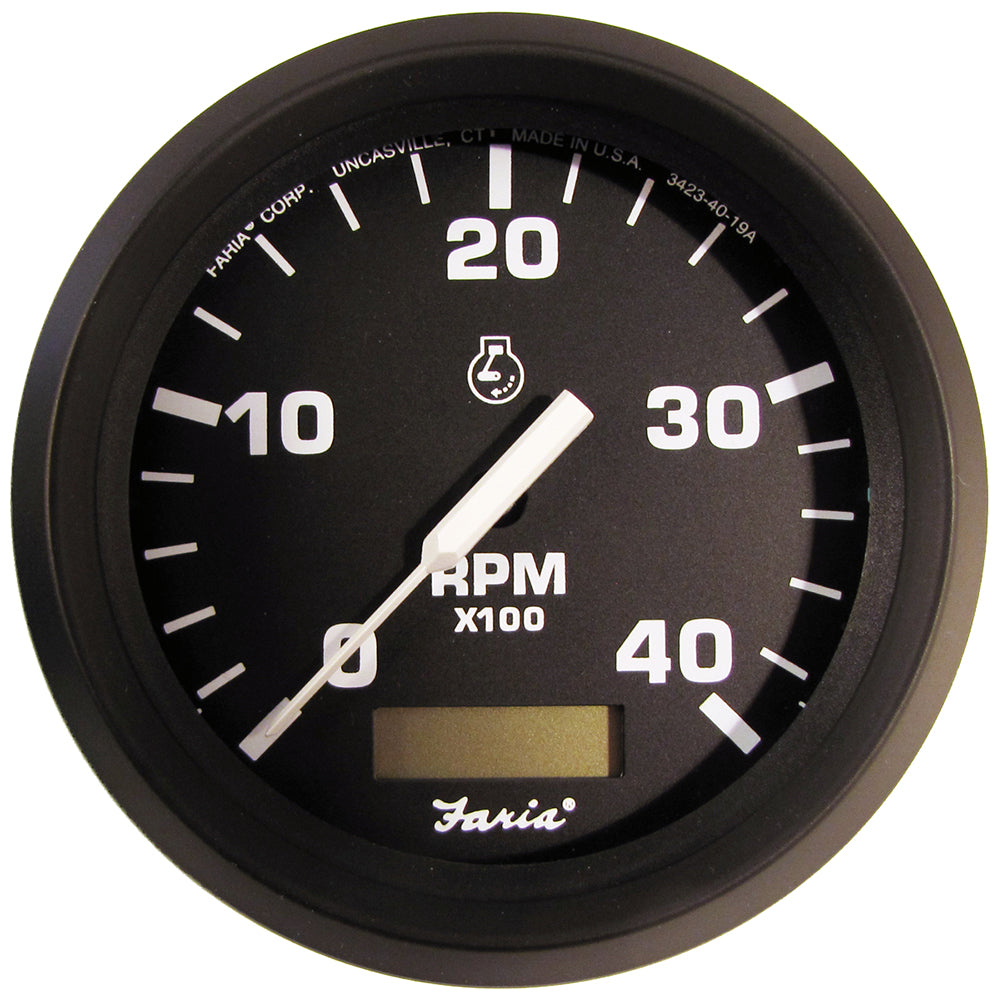 Faria Beede Instruments 32834 Euro 4" Tachometer Hourmeter 4000 Rpm Diesel Mech Image 1