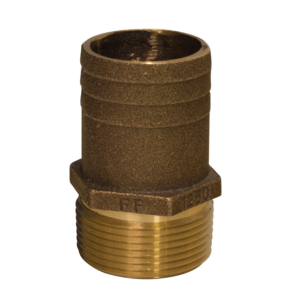 Groco Ff-500 1/2" Npt X 3/4" Bronze Full Flow Pipe To Hose Straight Fitting Image 1