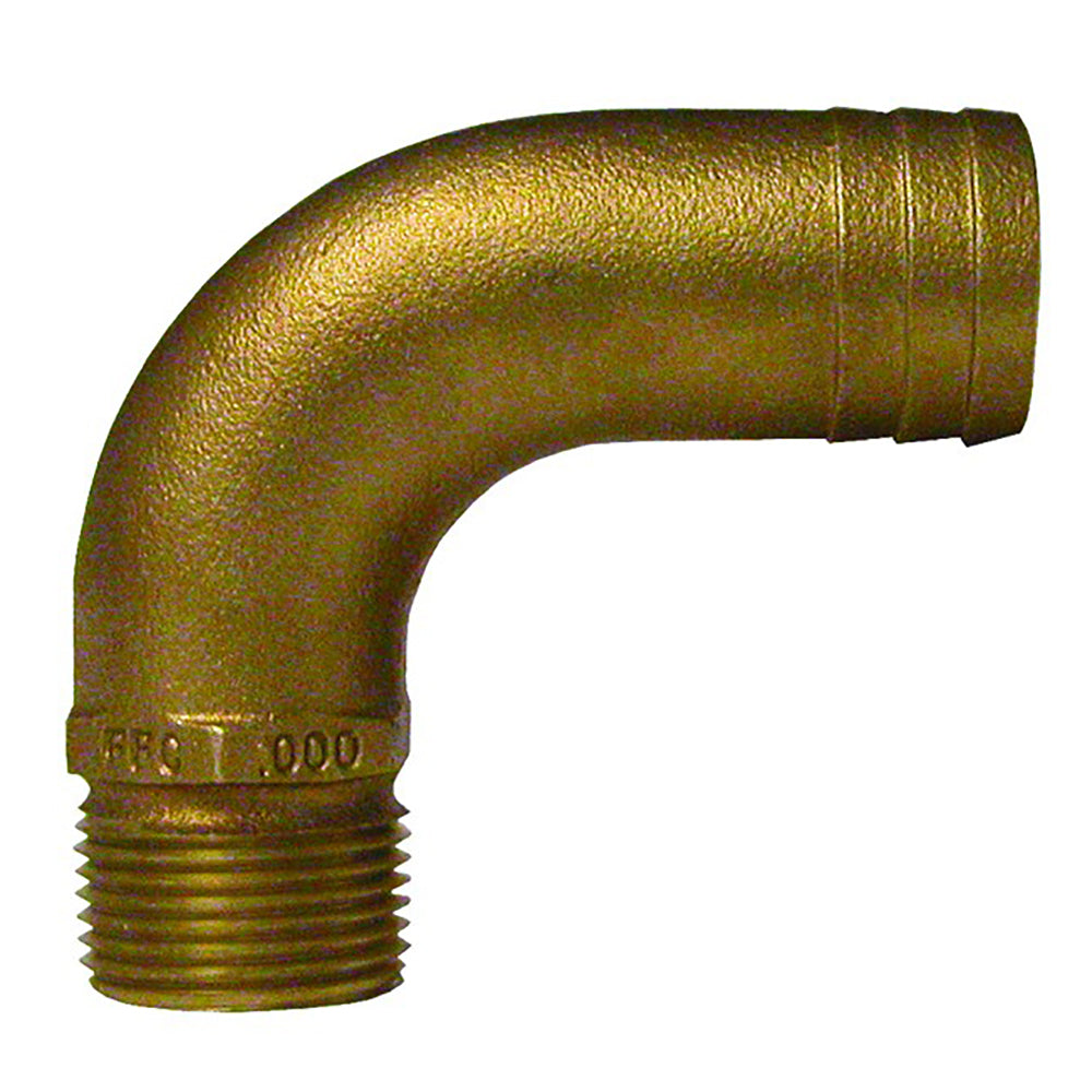 Groco Ffc-750 3/4" Npt X 1" Id Bronze Full Flow 90° Elbow Pipe To Hose Fitting Image 1