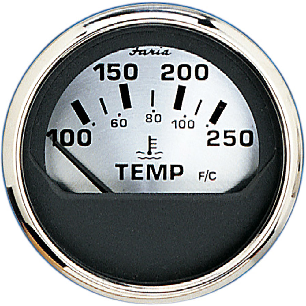 Faria Beede Instruments 16004 Spun Silver 2" Water Temp Gauge Image 1