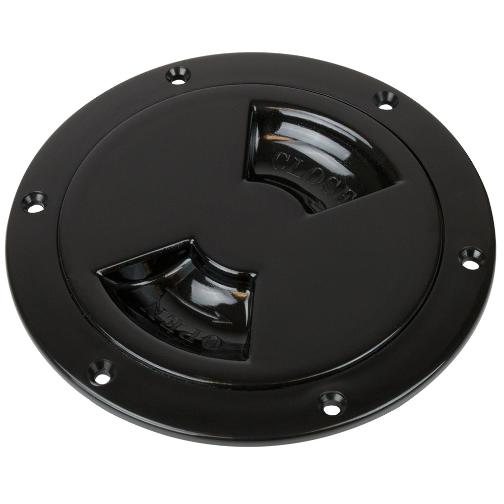 Sea-Dog 336345-1 Quarter-Turn Smooth Deck Plate Internal Collar Black 4"" Image 1