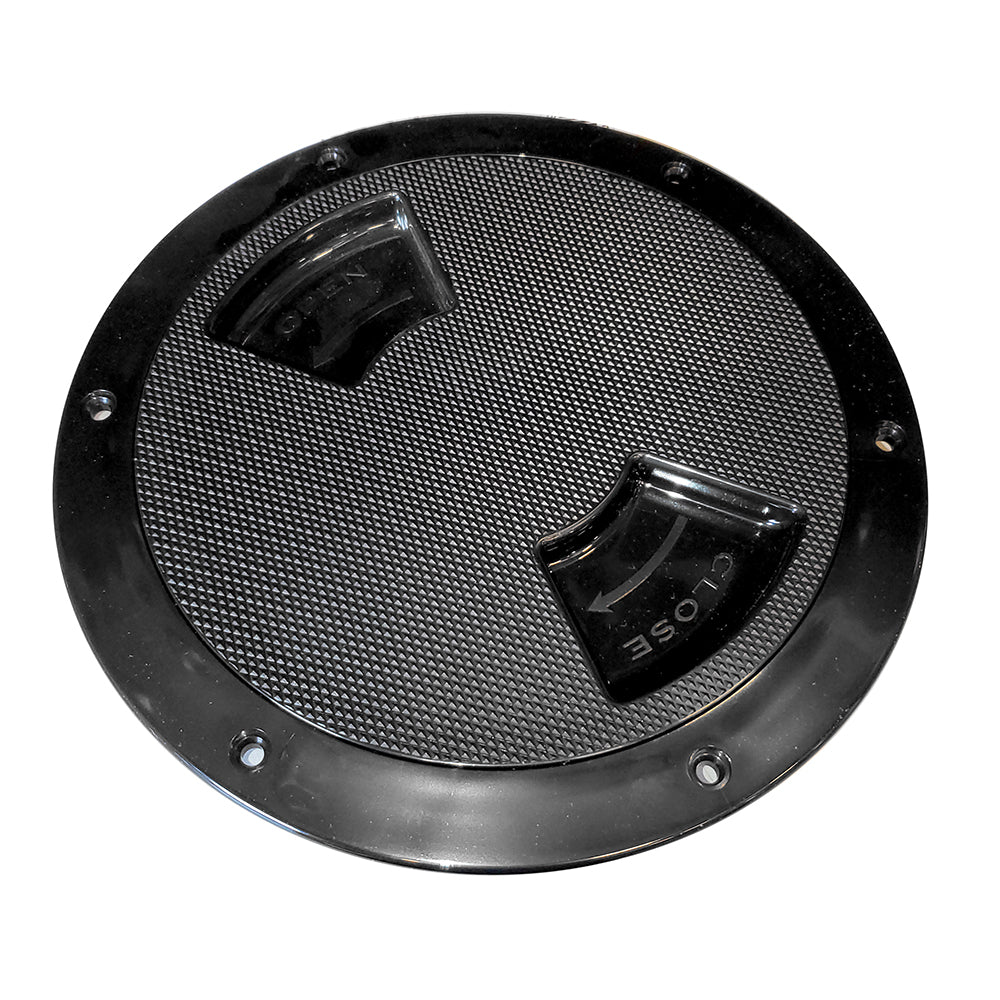 Sea-Dog 336367-1 Quarter-Turn Textured Deck Plate Internal Collar Black 6"" Image 1