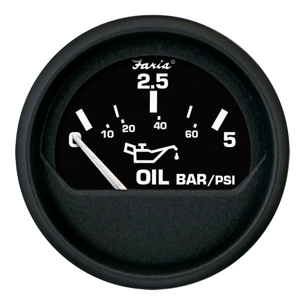 Faria Beede Instruments 12805 Euro Black Oil Pressure Gauge - Metric 5 Bar Image 1