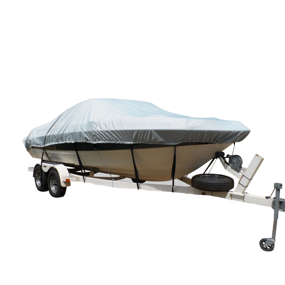 Covercraft 79004 Carver Flex-Fit Pro Polyester Boat Cover - Size 4 V-Hull & Tri-Hull - Grey Image 1