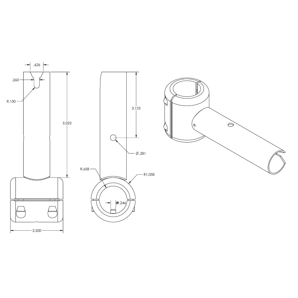 Taco Marine T10-3000-11 Shadefin Fixed Clamp-On Mount