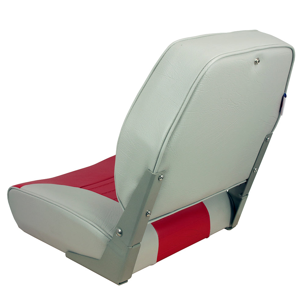 Springfield Marine 1040655 Economy Multi-Color Folding Seat Grey/Red