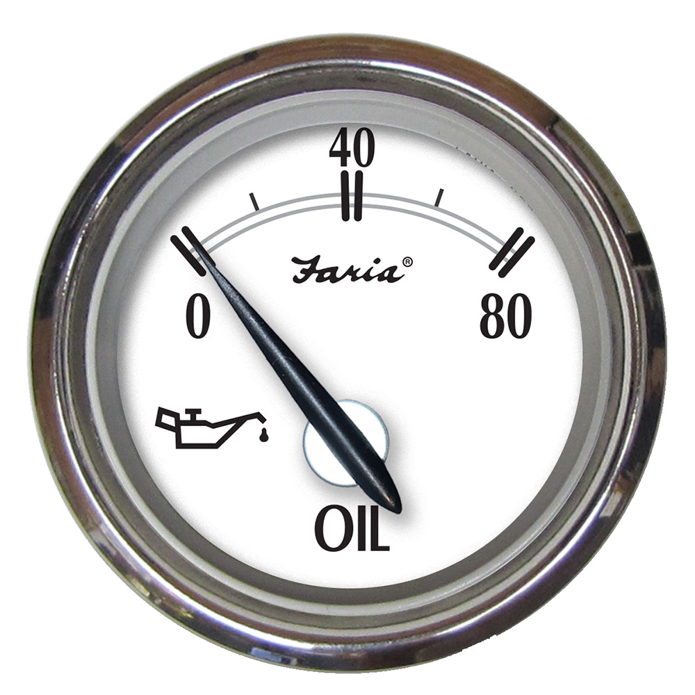 Faria Beede Instruments 25001 Newport Ss 2" Oil Pressure Gauge 0 To 80 Psi Image 1