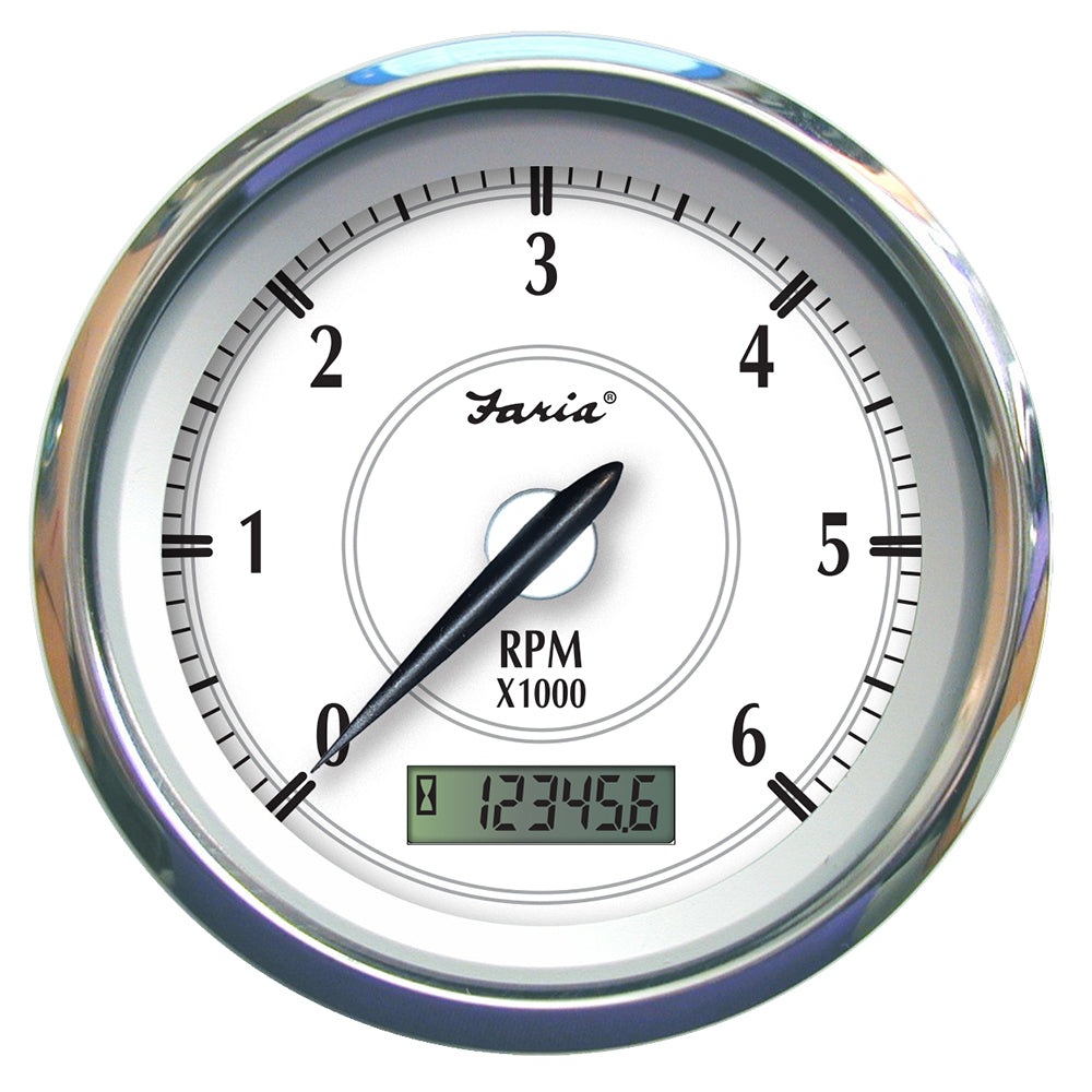 Faria Beede Instruments 45004 Newport Ss 4" Tachometer Hourmeter Gas Inboard Image 1