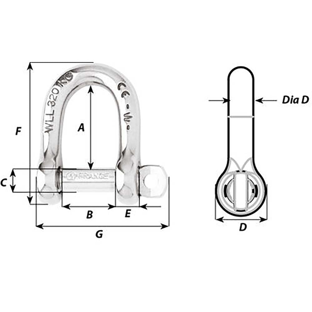 Wichard Marine 01203 Self-Locking D Shackle Diameter 6Mm 1/4""