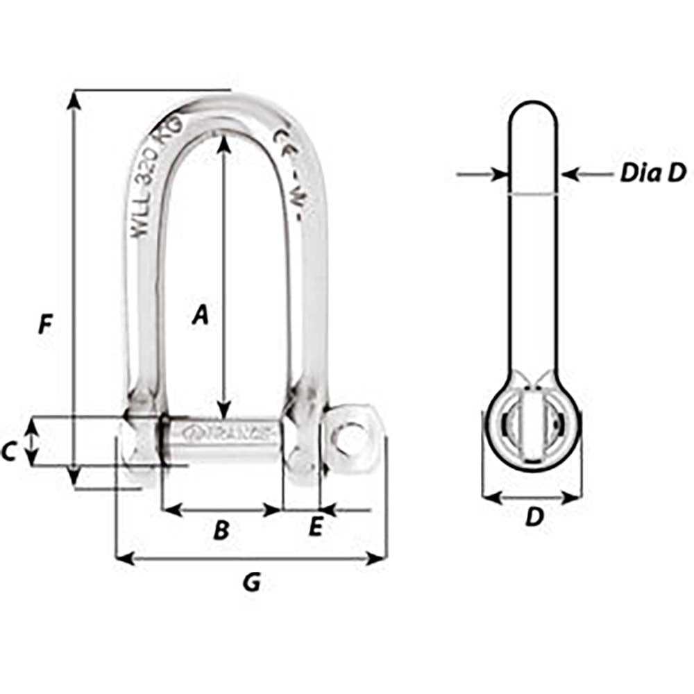 Wichard Marine 01213 Self-Locking Long D Shackle Diameter 6Mm 1/4""