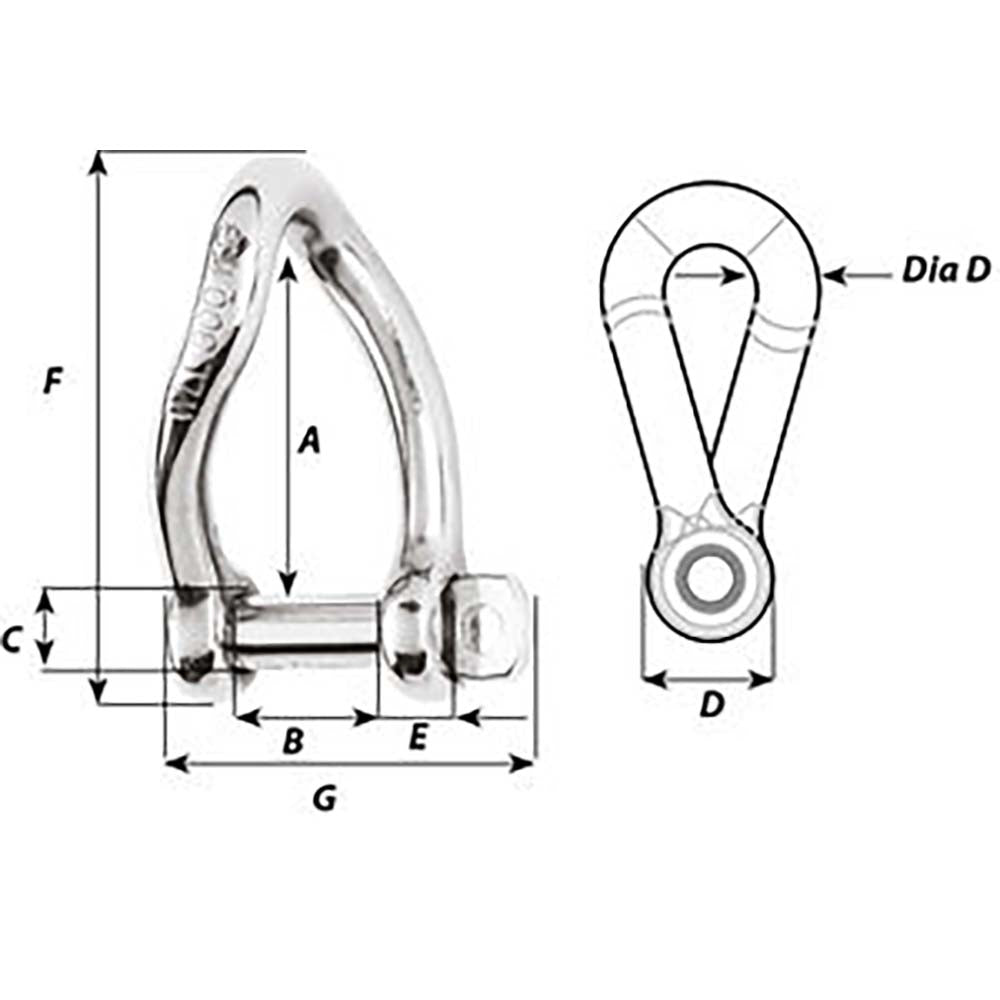 Wichard Marine 01222 Self-Locking Twisted Shackle Diameter 5Mm 3/16""