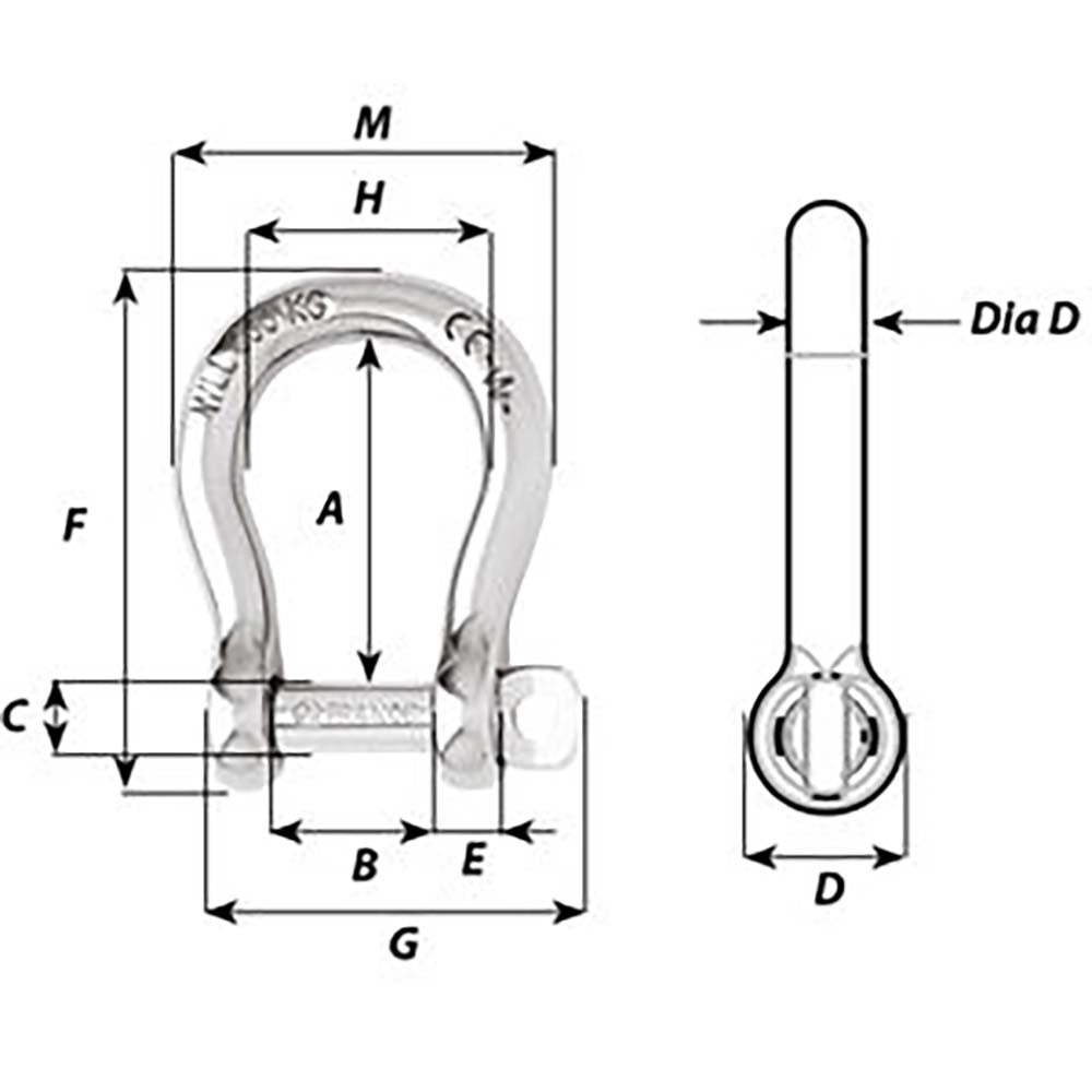 Wichard Marine 01241 Self-Locking Bow Shackle Diameter 4Mm 5/32""