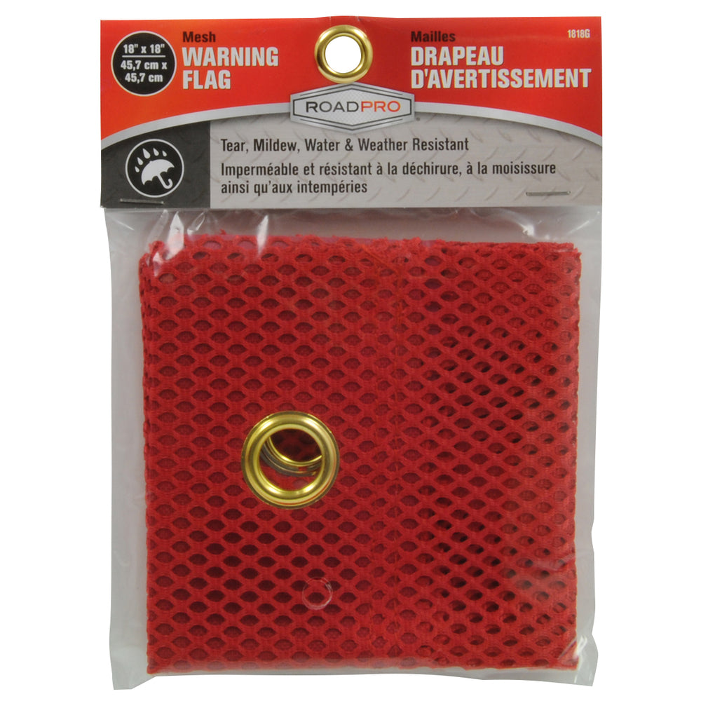 Roadpro 1818G Red Mesh Flag 18in x w Grommets - Mesh Flag with Grommets