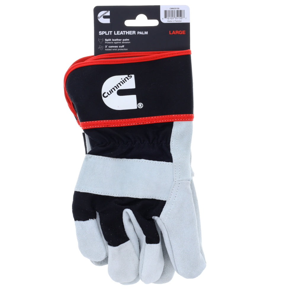 Cummins CMN35150 Split Leather Palm Gloves Mens Work Heavy Dut