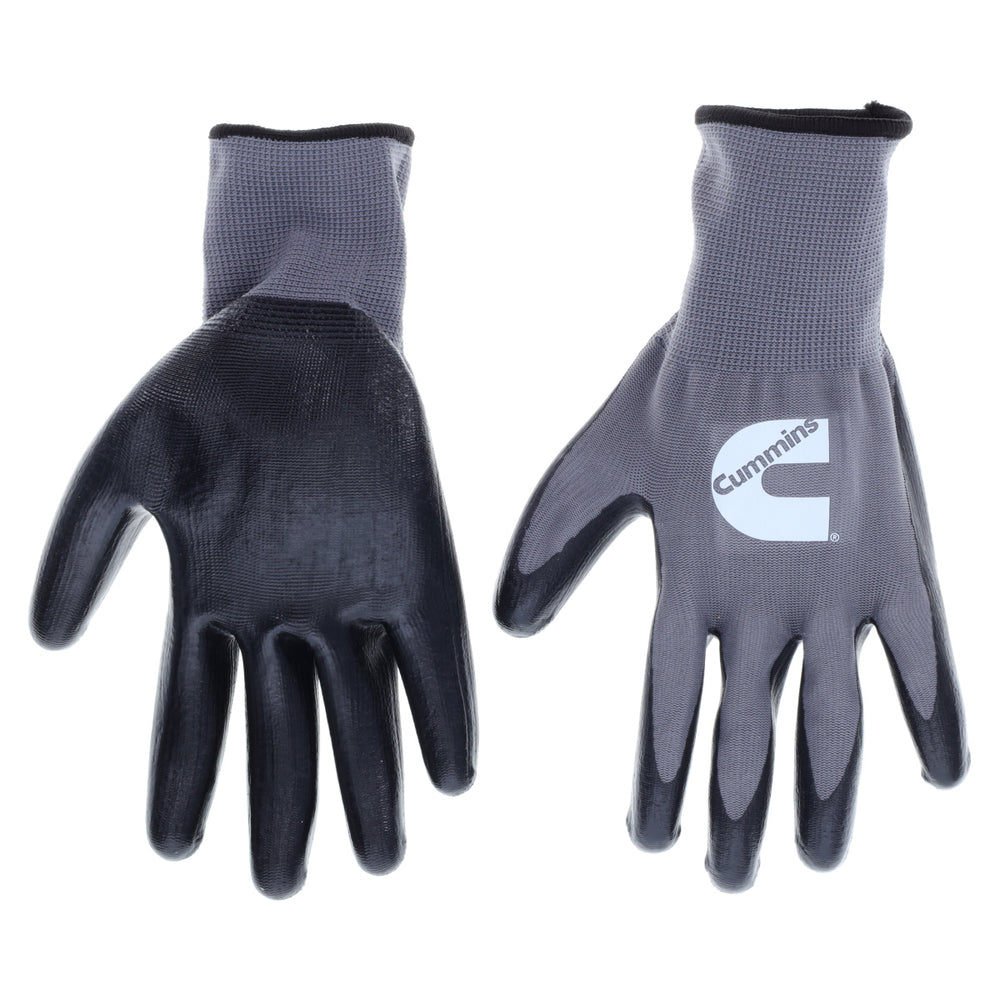 Cummins CMN35153 Gray Nitrile Dipped Palm Gloves Nonslip Coated Work Image 1