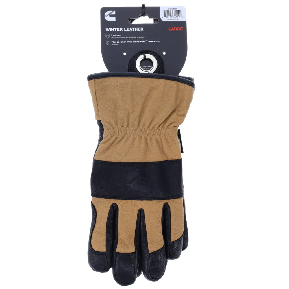 Cummins CMN35159 Winter Leather Gloves - Goatskin Fleece Lined Work Utility Glove