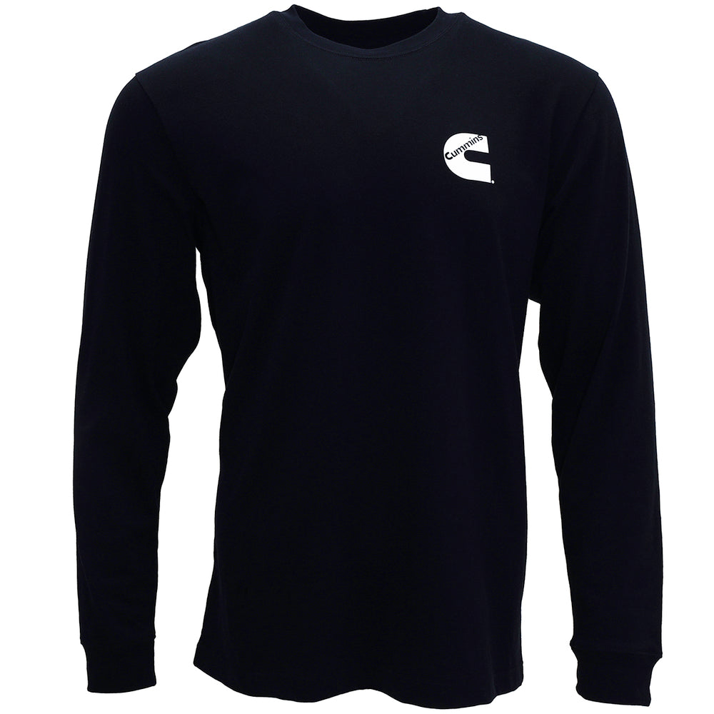 Cummins CMN4775 Unisex Long Sleeve T-Shirt Black All Cotton Tee Small Image 1