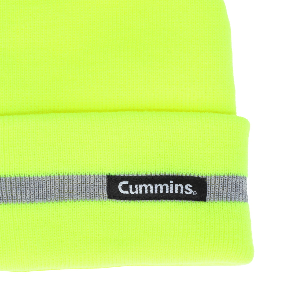 Cummins CMN5064 Hi Vis Reflective Beanie Hat - Fluorescent Yellow Winter Knit Cap