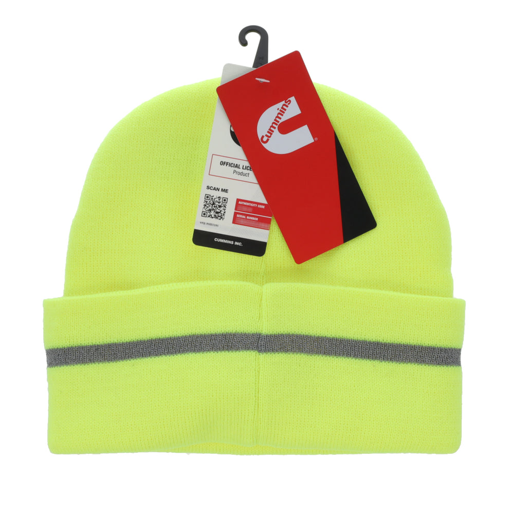 Cummins CMN5064 Hi Vis Reflective Beanie Hat - Fluorescent Yellow Winter Knit Cap