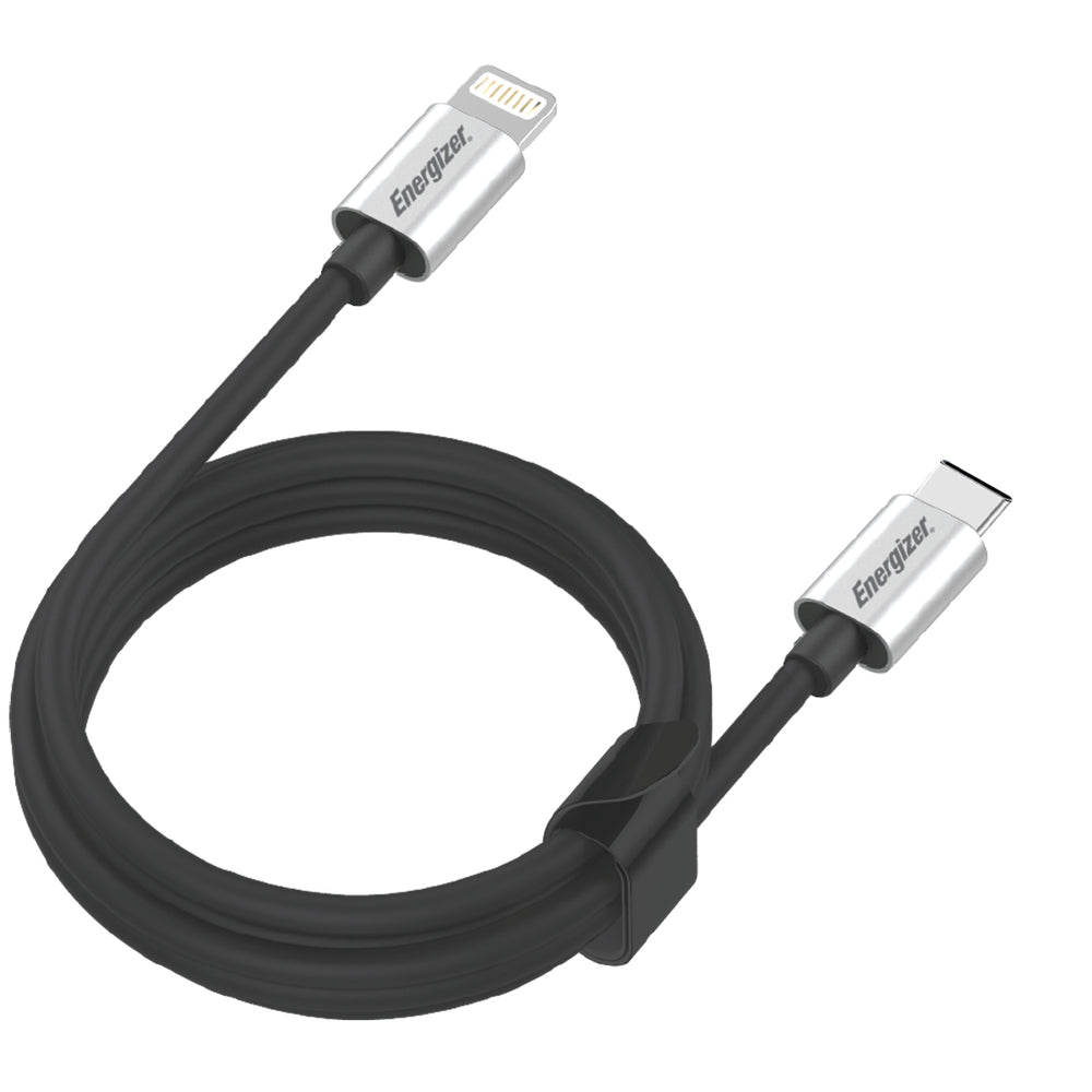 Energizer ENGUSL6BK 4Ft Metal Tips Type-C To Lightning Cable