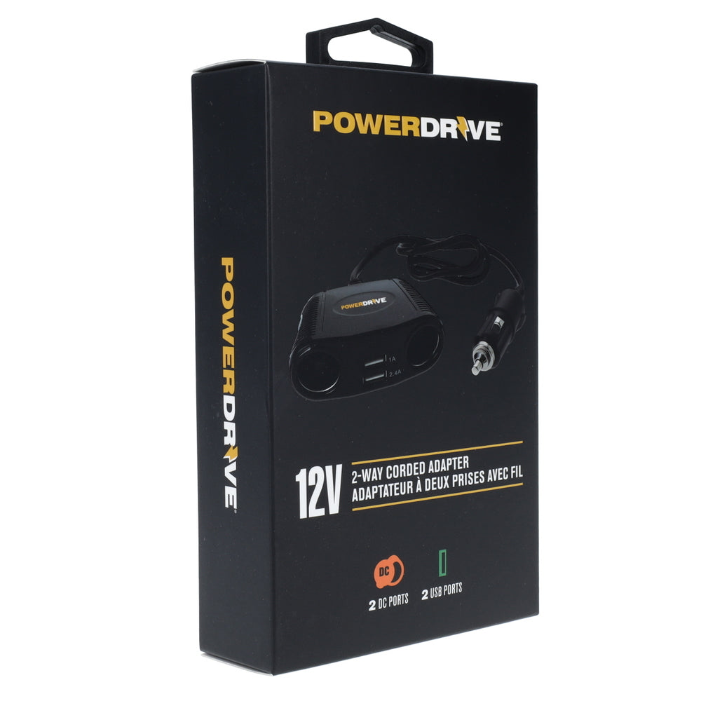 PowerDrive PD9431USB 12V 2-Way Corded Adapter 2 Usb Port Cigarette Light