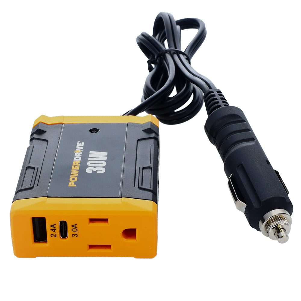 PowerDrive PWD30 30 Watt Power Inverter Car Plug Adapter Dc 12V To 110V Slim