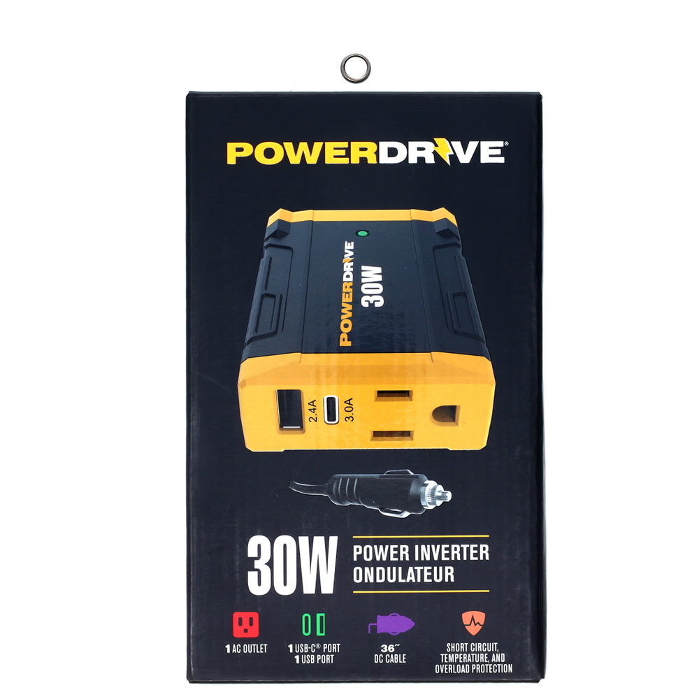 PowerDrive PWD30 30 Watt Power Inverter Car Plug Adapter Dc 12V To 110V Slim