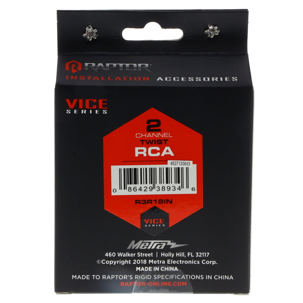 Raptor R3R18IN 1.5Ft Coax 2 Channel Rca