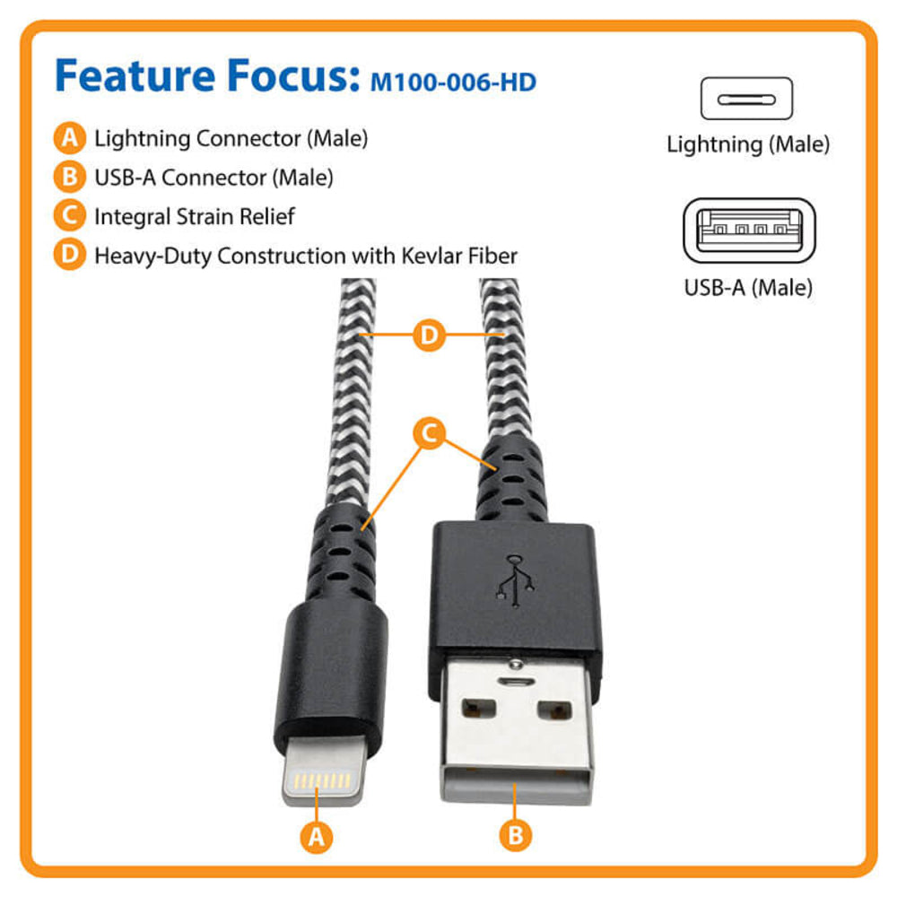 Tripp Lite Connectivity M100-006-Hd 6Ft Lightning To Usb Charging Cable Heavy