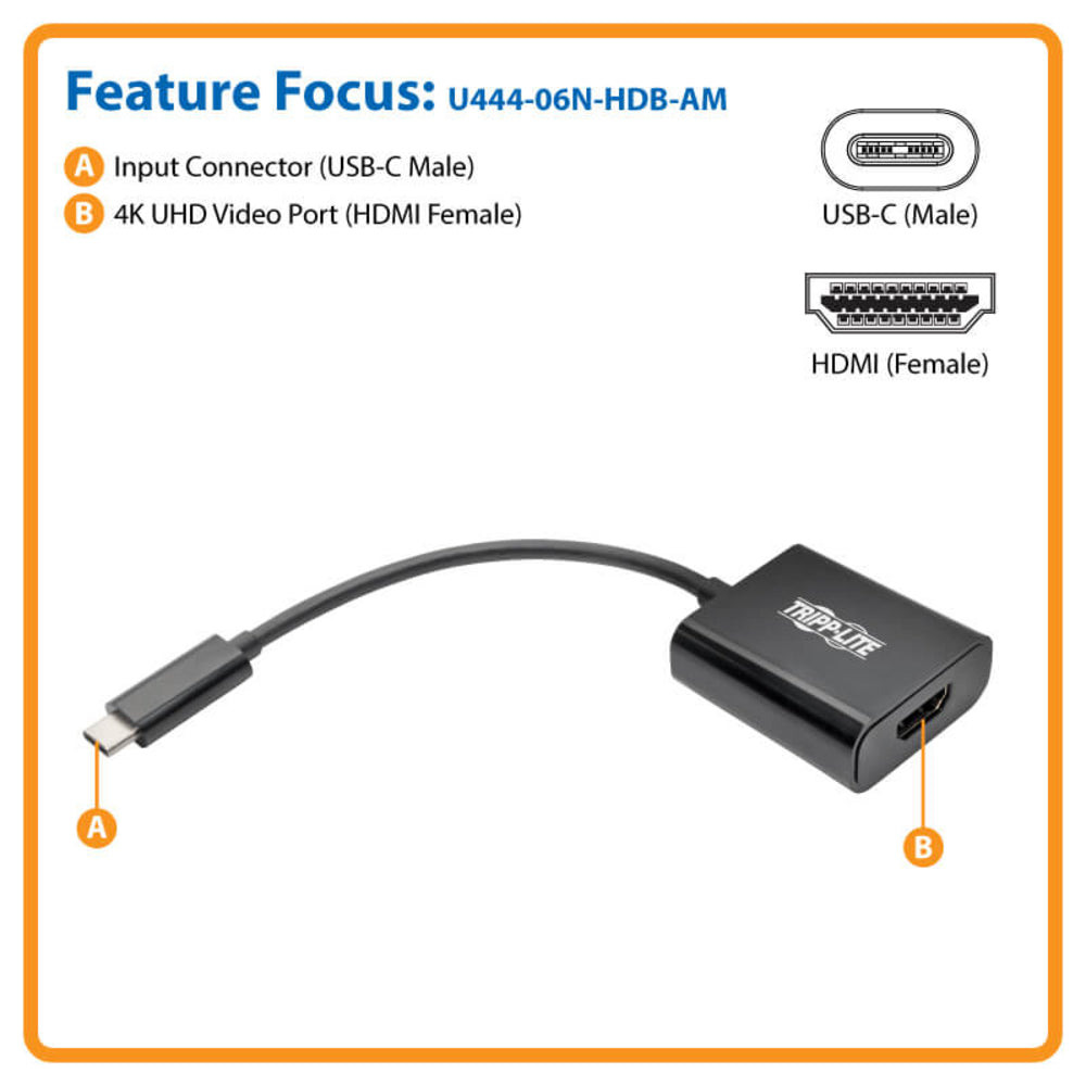 TRIPP LITE CABLES AND CONNECTI U444-06N-HDB-AM USB C to HDMI Adapter Converter