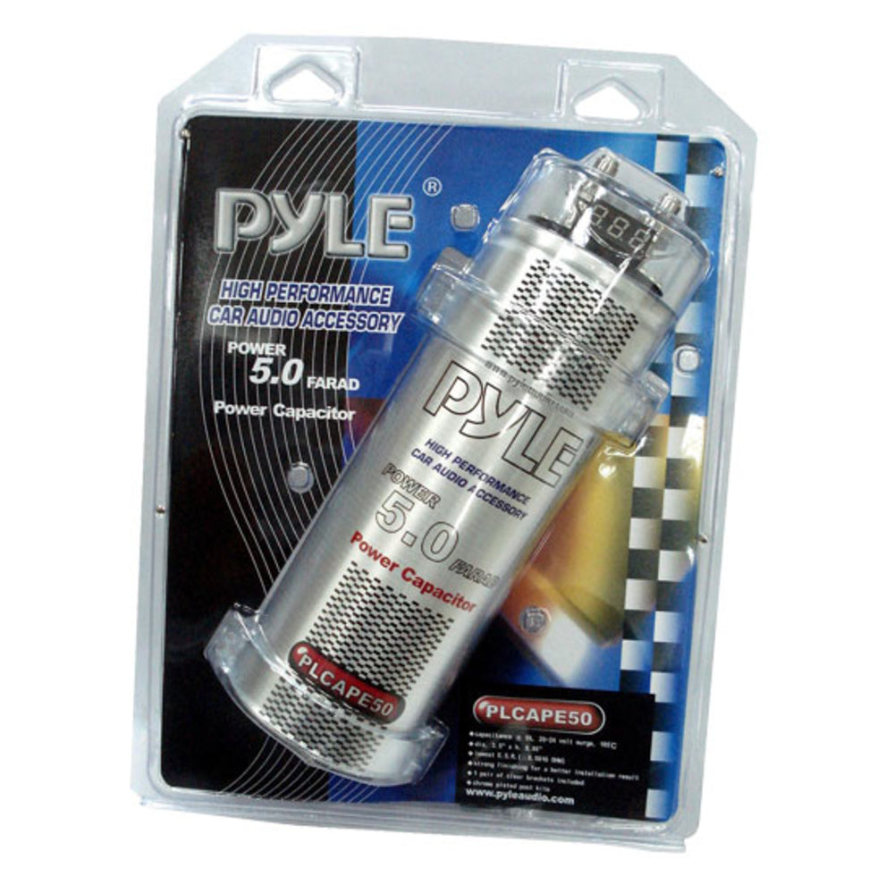 Pyle PLCAPE50 5 Farad Capacitor Silver Digital Voltage Readout