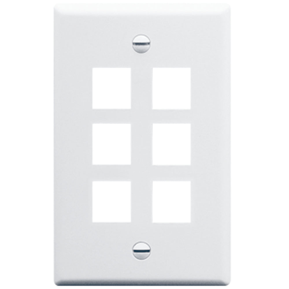 ICC IC107F06WH Face Plate Flat 1-Gang 6-Port White Image 1