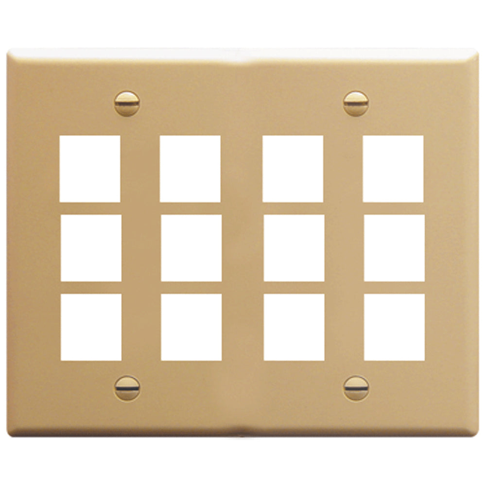 ICC IC107F12IV Face Plate Flat 2-Gang 12-Port Ivory Image 1