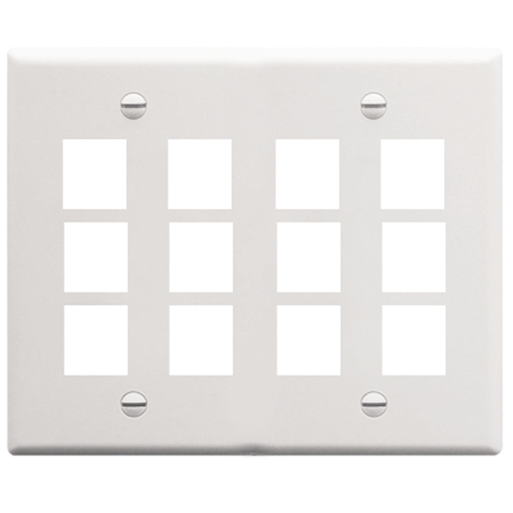 ICC IC107F12WH Face Plate Flat 2-Gang 12-Port White Image 1