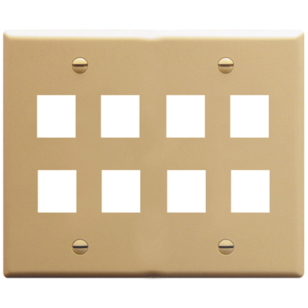 Icc IC107FD8IV 2-Gang 8-Port Ivory Face Plate Flat Image 1