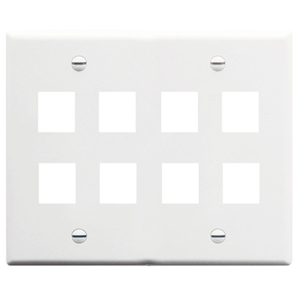 ICC IC107FD8WH Face Plate Flat 2-Gang 8-Port White Image 1