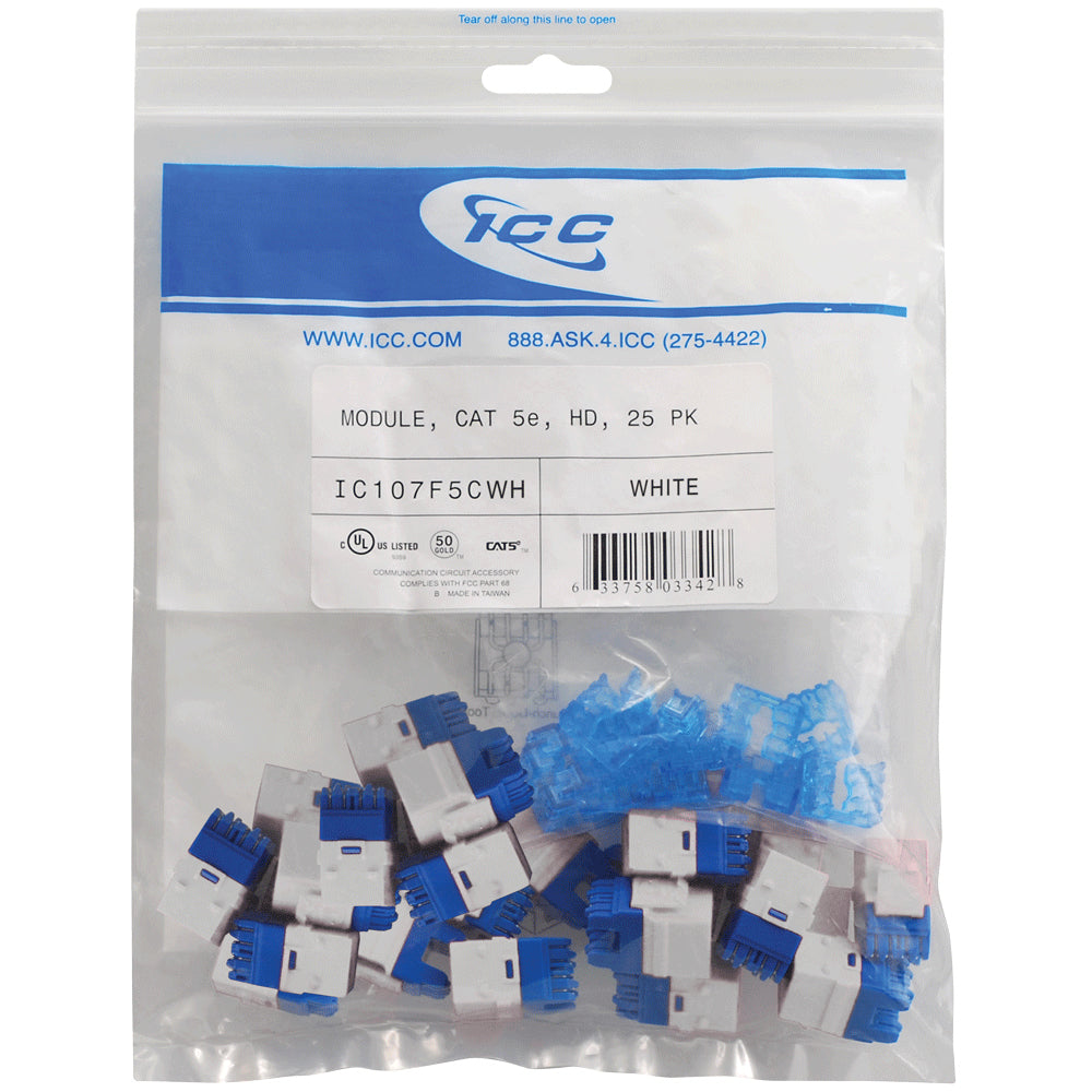 Icc Ic107F5Cwh Module- Cat 5E- Hd- 25 Pk- White Image 1