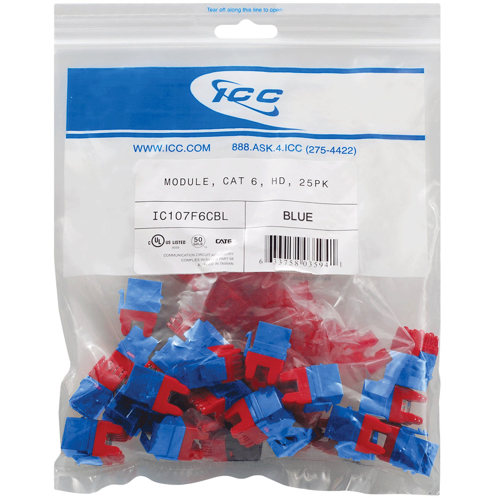 Icc Ic107F6Cbl Module- Cat 6- Hd- 25Pk- Blue Image 1