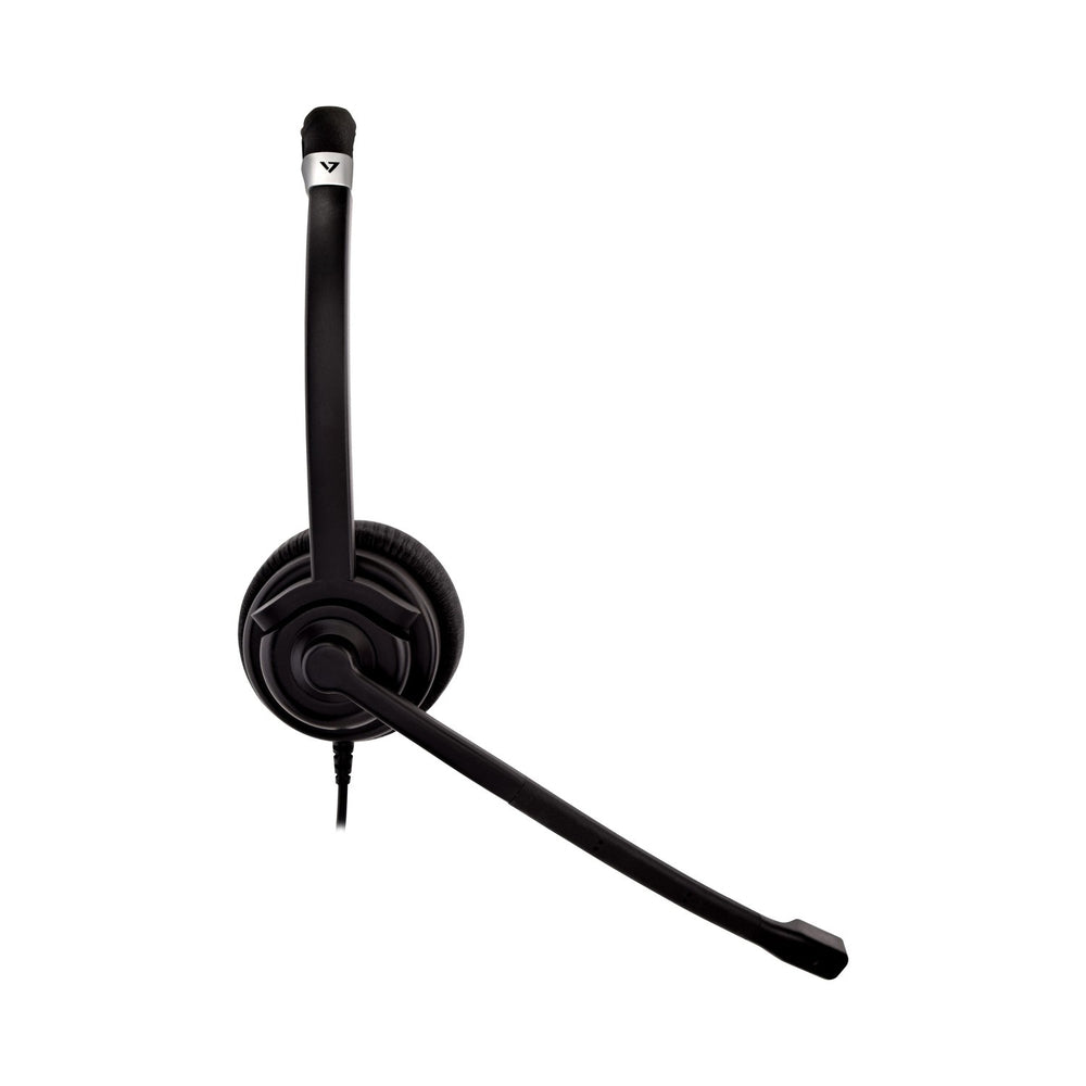 V7 Audio Ha401 Deluxe Mono Headset Boom Mic 3.5Mm 1.8M Cable Ctrl Black