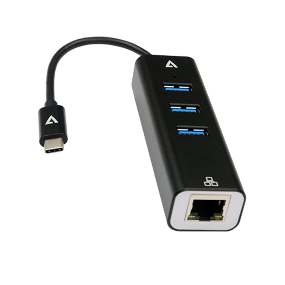 V7-Cables V7Ucrj45Usb3 Usb-C Male To Multiport Adapter Rj45 3Xusba 3.2Gen1