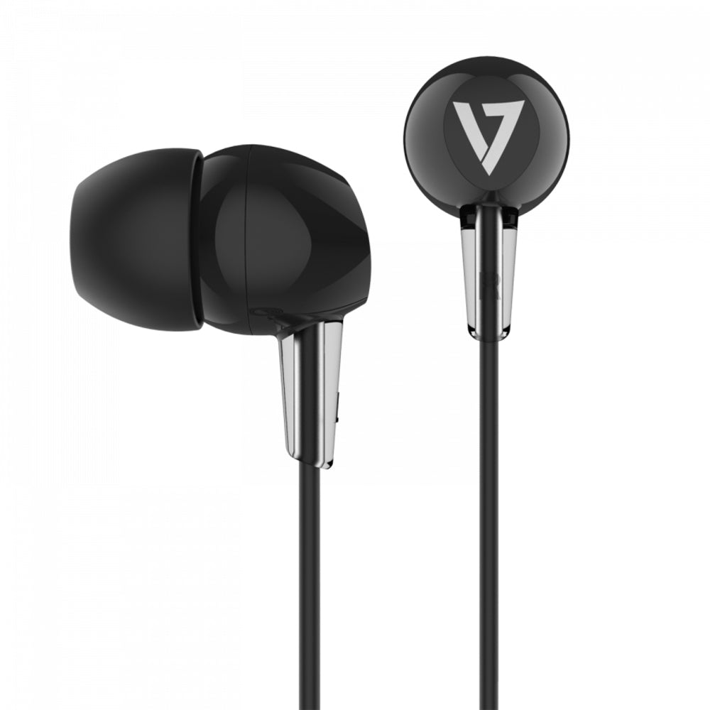 V7 Audio Ha200 In-Ear Stereo Earbuds 3.5Mm 1.2M Cable Black No Mic Image 1